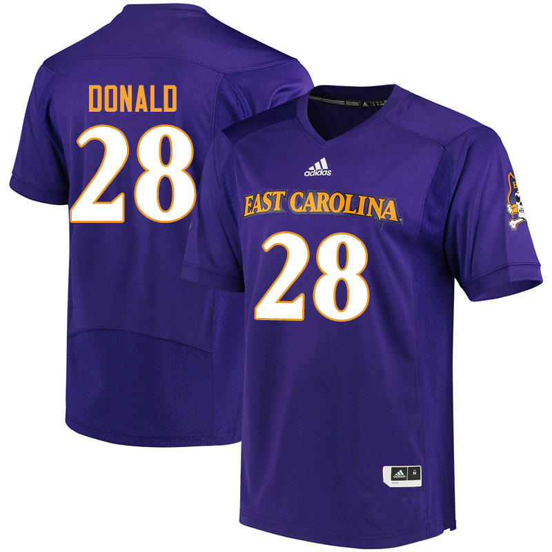 Men #28 Maceo Donald ECU Pirates College Football Jerseys Sale-Purple